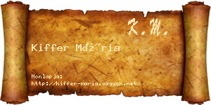 Kiffer Mária névjegykártya